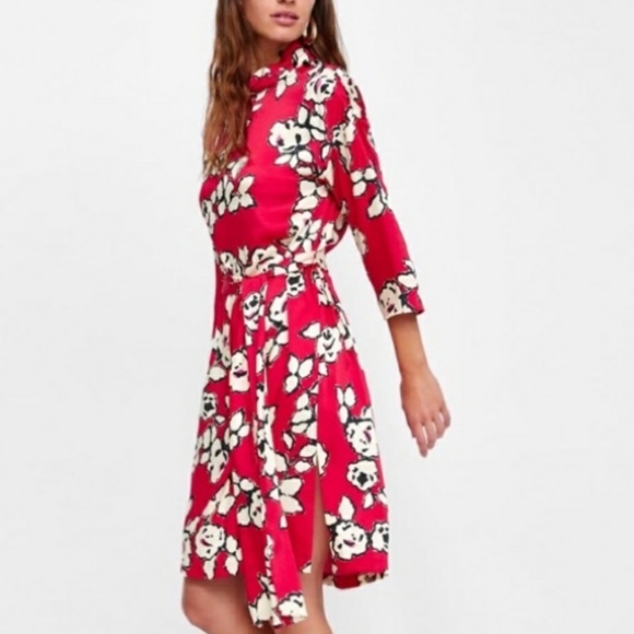 Zara red floral dress - Picture 8 of 11